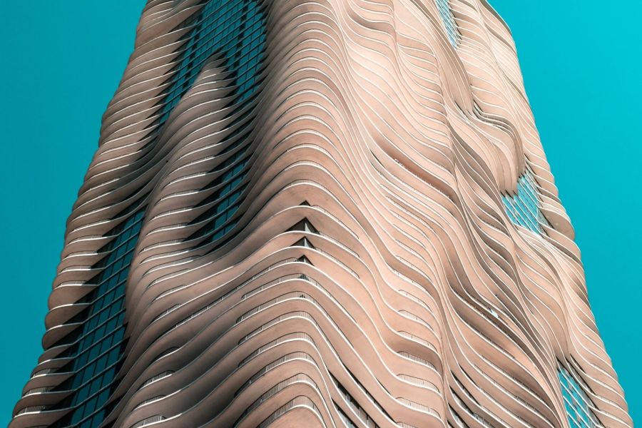 A building with sleak, wavey architecture